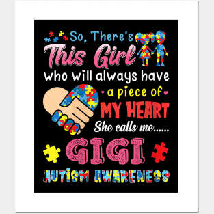 womens res this girl she calls me gigi autism awareness Posters and Art